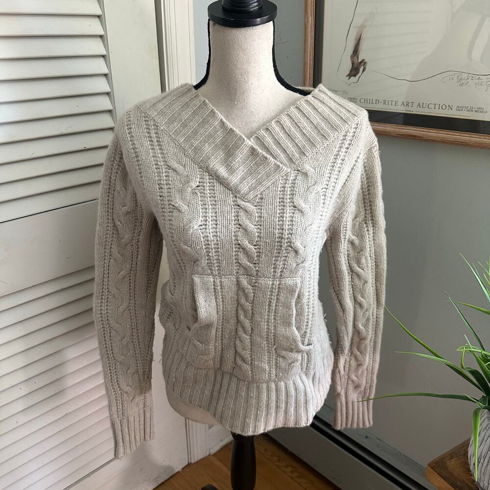 Vintage Eastern Mountain Sports Sweater Womens Medium Beige Wool Blend Retro 90s